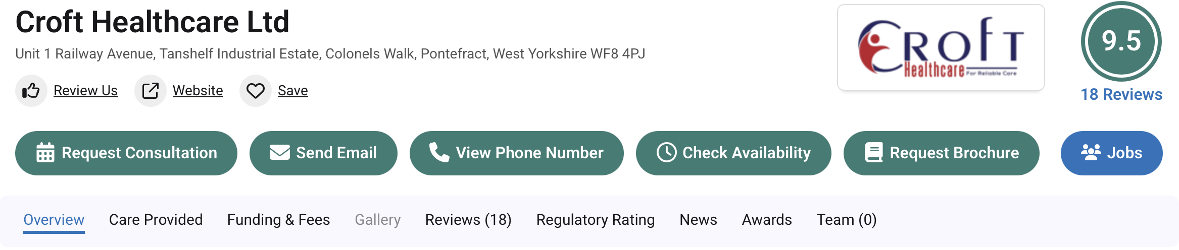Croft Healthcare on homecare.co.uk — 9.5 rating, 18 reviews